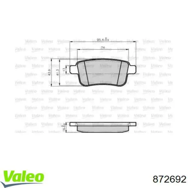 Задние тормозные колодки 872692 VALEO