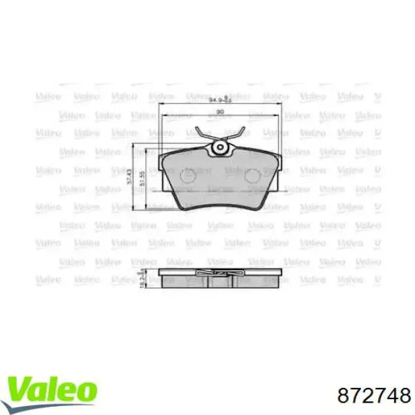 Задние тормозные колодки 872748 VALEO