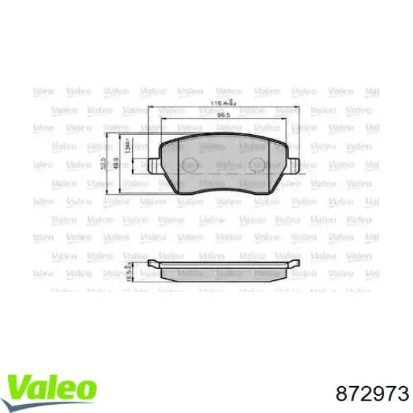 Передние тормозные колодки 872973 VALEO