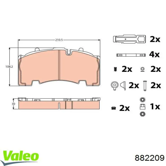 Pastillas de freno traseras 882209 VALEO