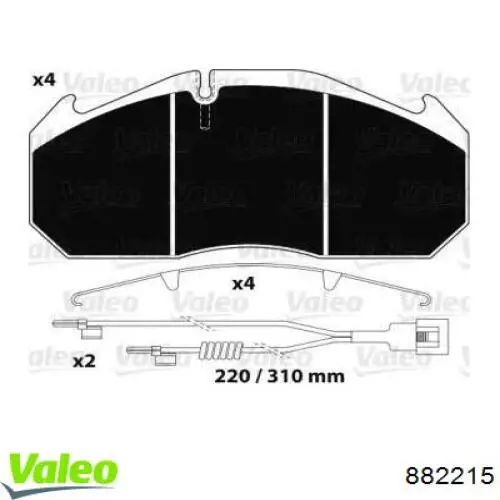 Передние тормозные колодки 882215 VALEO