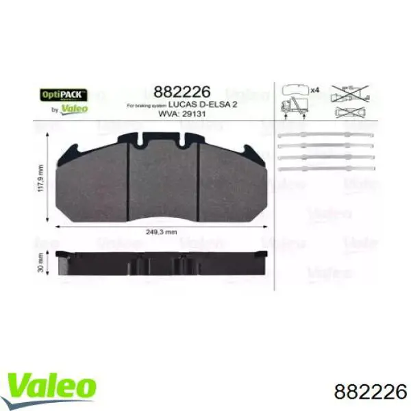 Купить 882226 VALEO Колодки тормозные