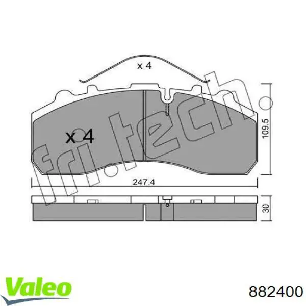Купить 882400 VALEO Колодки тормозные