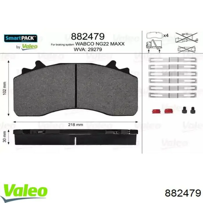 Передние тормозные колодки 882479 VALEO