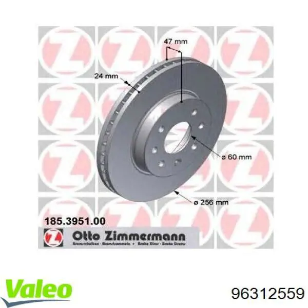 96312559 VALEO Диск тормозной передний