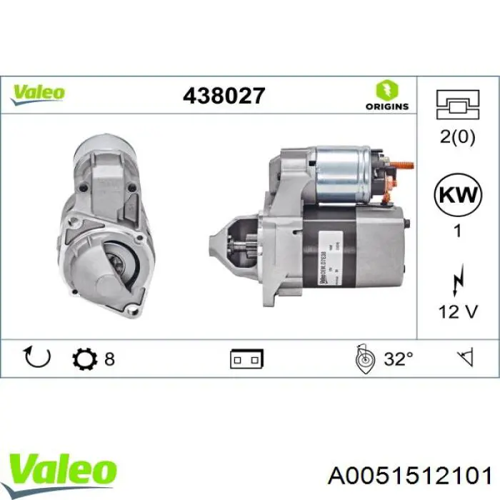 Стартер A0051512101 VALEO