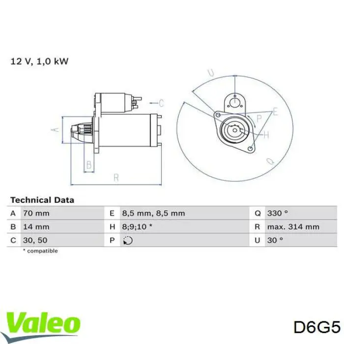 Стартер VALEO D6G5 цена, от 28.18 USD