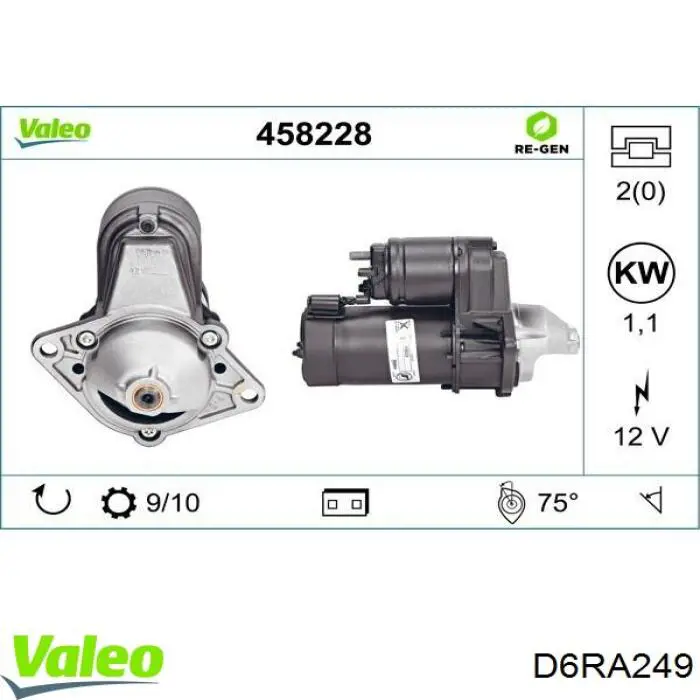 D6RA249 VALEO Стартер автомобиля