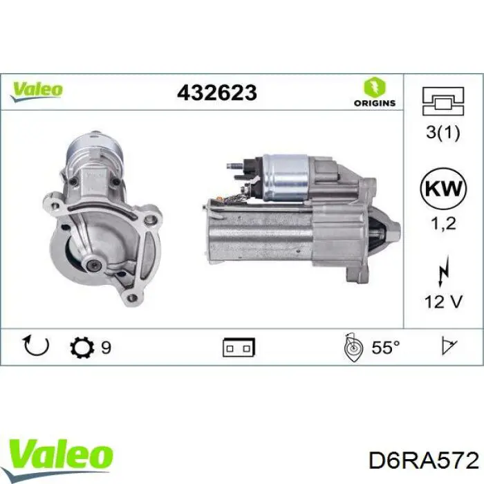Стартер двигателя VALEO D6RA572