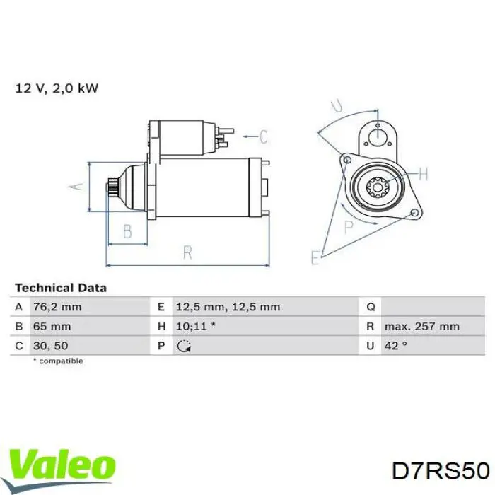 Купить D7RS50 VALEO Стартер