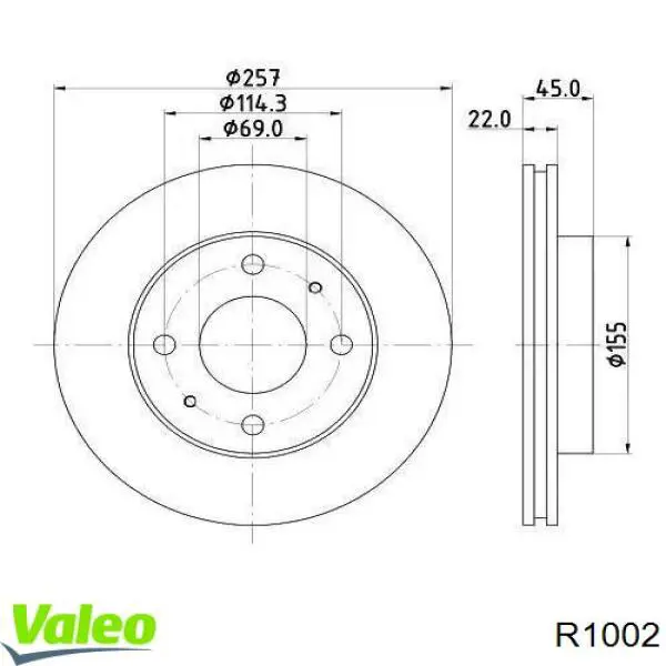 Тормоз дисковый передний VALEO R1002 цена, от 22.84 USD