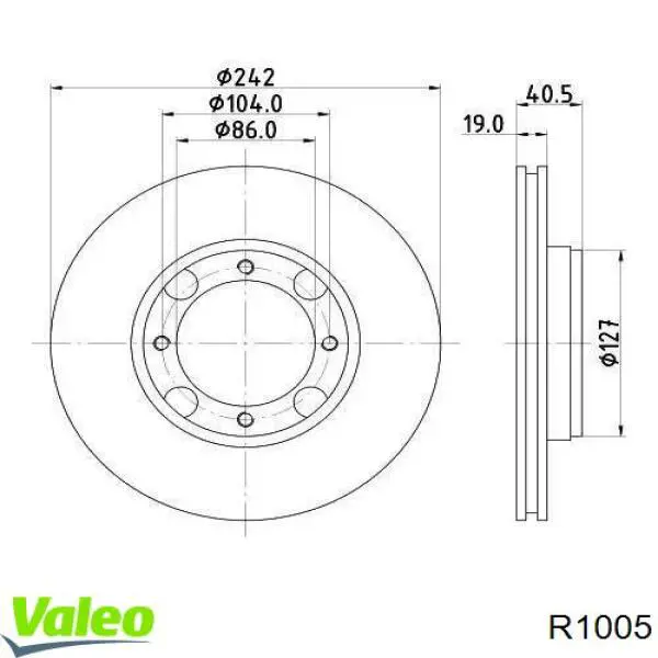 R1005 VALEO диск тормозной передний