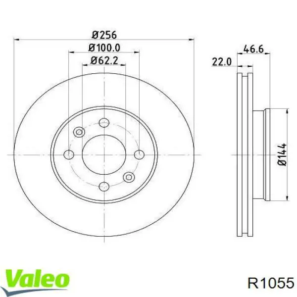 R1055 VALEO диск тормозной передний