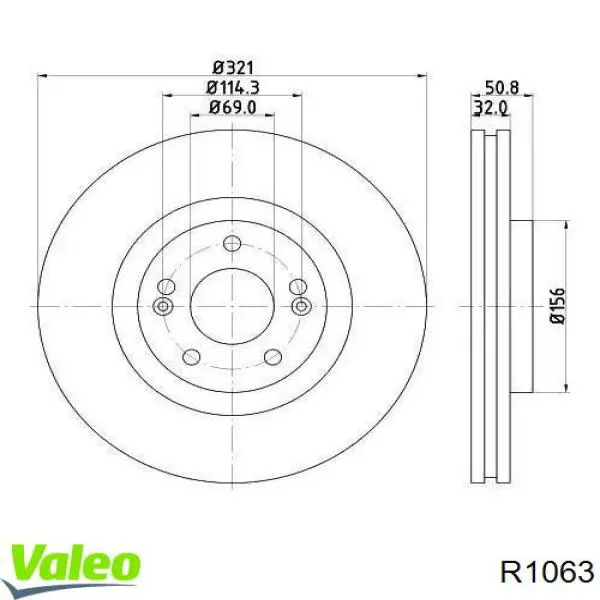 Передние тормозные диски R1063 VALEO