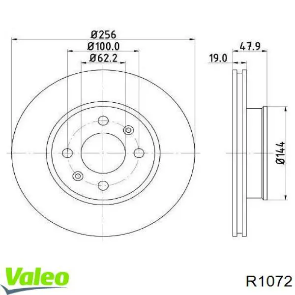 R1072 VALEO диск тормозной передний