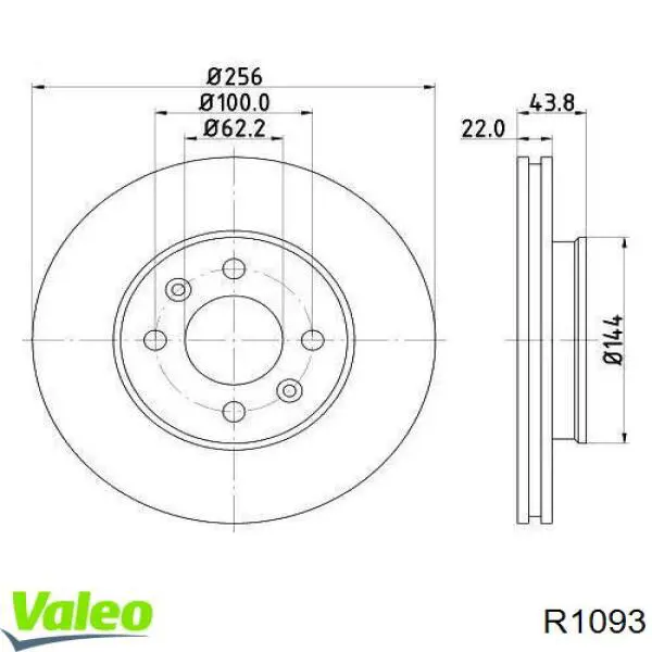 Передние тормозные диски R1093 VALEO