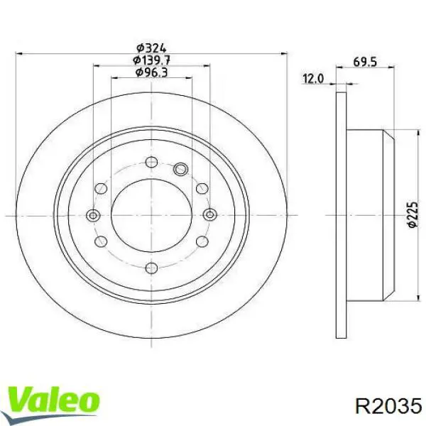 Тормозные диски R2035 VALEO