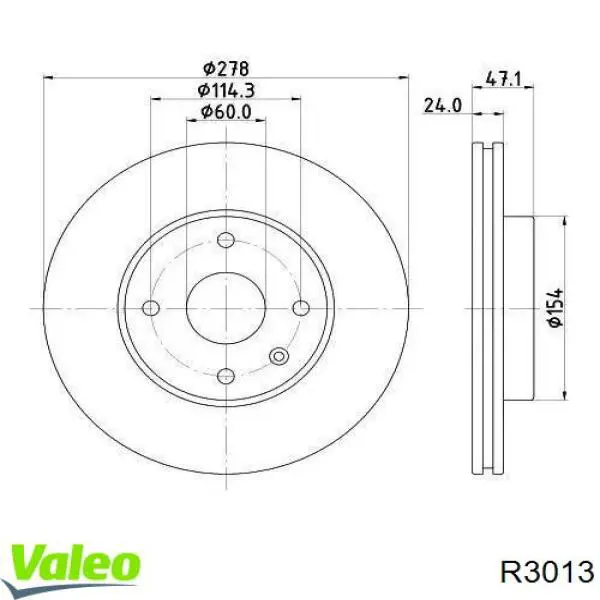 R3013 VALEO Диск тормозной передний
