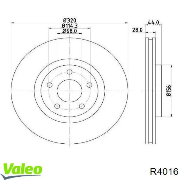 Передние тормозные диски R4016 VALEO