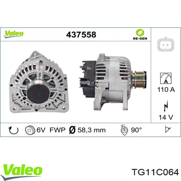 Автомобильный генератор VALEO TG11C064 цена, от 56.37 USD