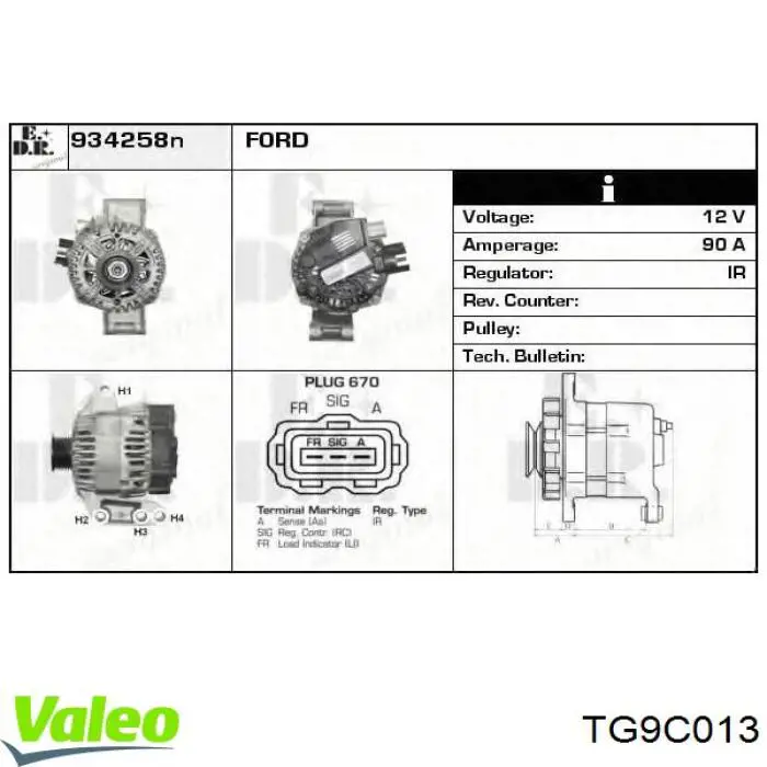 TG9C013 VALEO Генератор автомобильный