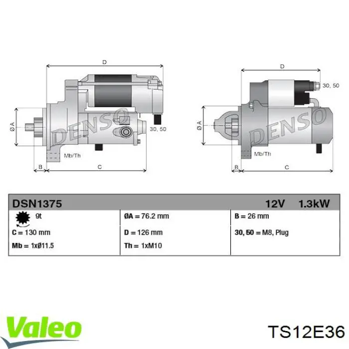 Стартер VALEO TS12E36 цена, от 56.37 USD