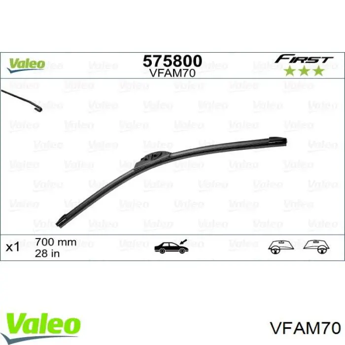 VFAM70 VALEO щетка-дворник лобового стекла водительская