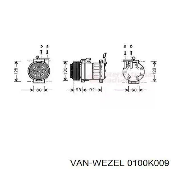 Компрессор кондиционера 0100K009 VAN Wezel