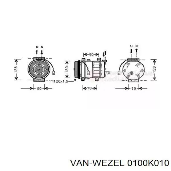 Компрессор кондиционера 0100K010 VAN Wezel