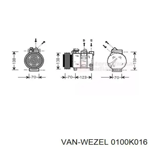 Компрессор кондиционера 0100K016 VAN Wezel