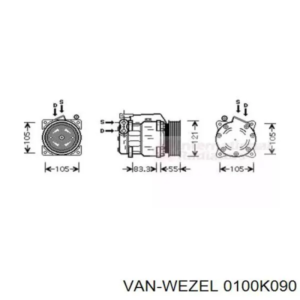 Компрессор кондиционера 0100K090 VAN Wezel