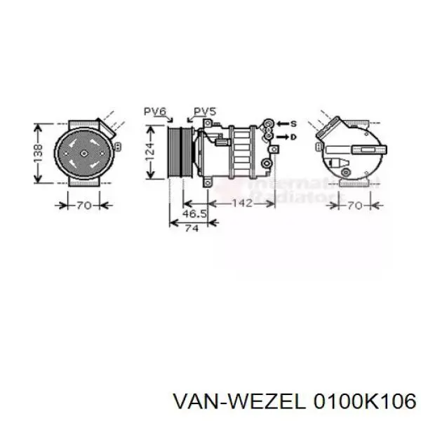 Компрессор кондиционера 0100K106 VAN Wezel