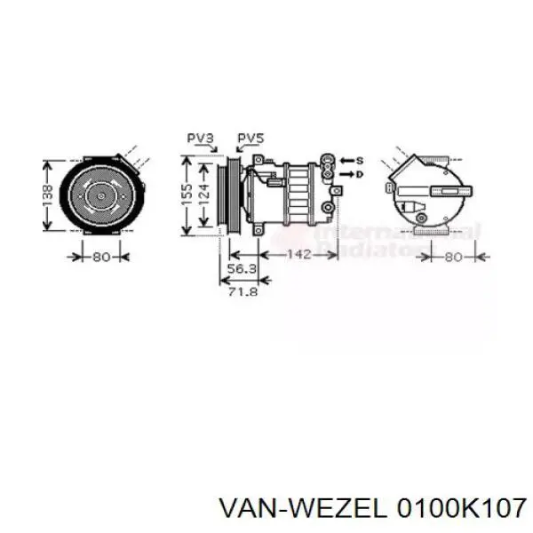 Компрессор кондиционера 0100K107 VAN Wezel