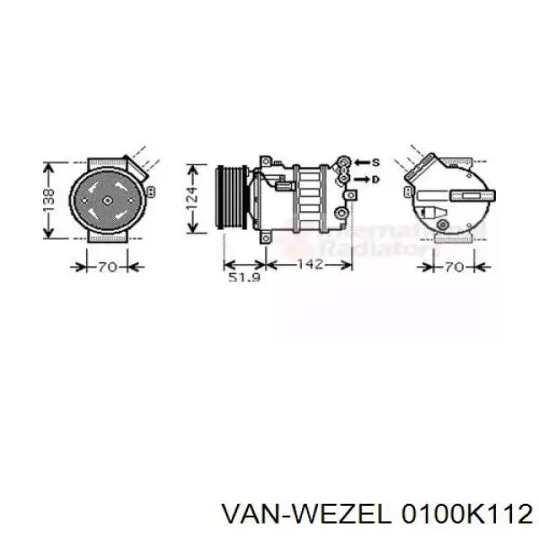 Компрессор кондиционера 0100K112 VAN Wezel