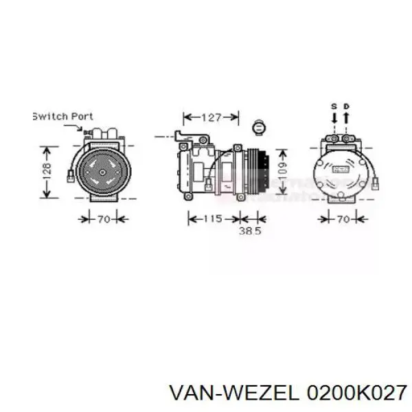 Компрессор кондиционера 0200K027 VAN Wezel