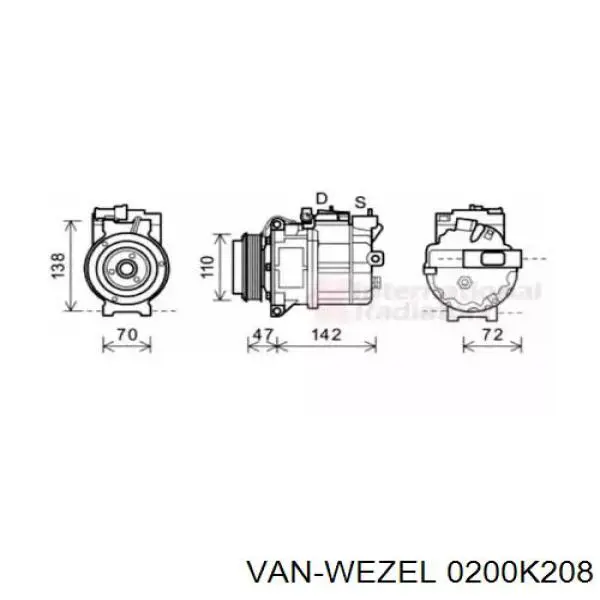 Компрессор кондиционера 0200K208 VAN Wezel