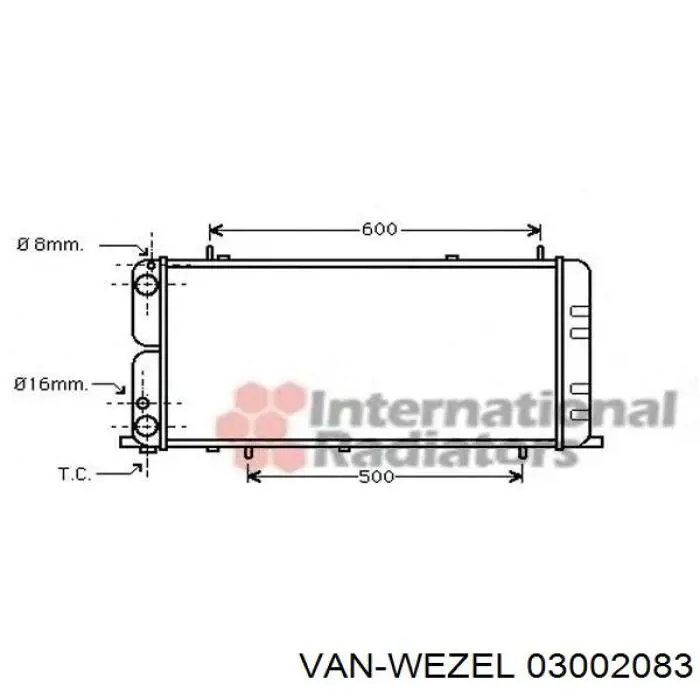 Купить 03002083 VAN Wezel Радиатор водяной
