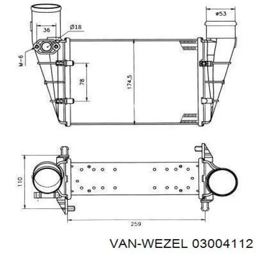 Радиатор интеркуллера VAN Wezel 03004112