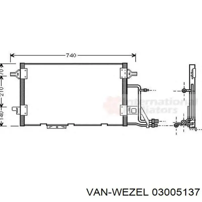 03005137 VAN Wezel радиатор кондиционера