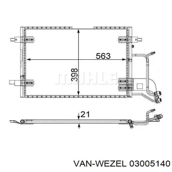 Купить 03005140 VAN Wezel Радиатор системы охлаждения кондиционера