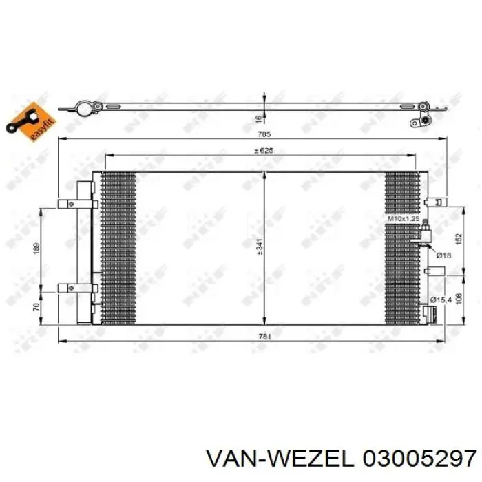 Купить 03005297 VAN Wezel Радиатор системы охлаждения кондиционера