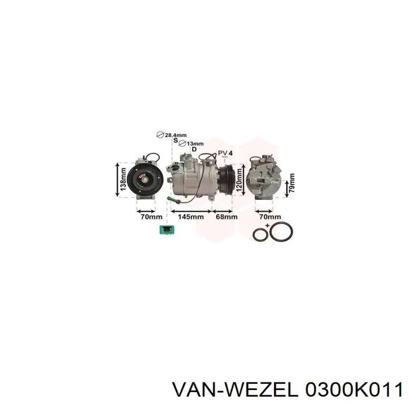 Компрессор кондиционера 0300K011 VAN Wezel