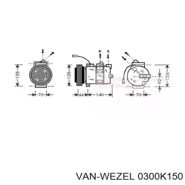 Компрессор кондиционера 0300K150 VAN Wezel