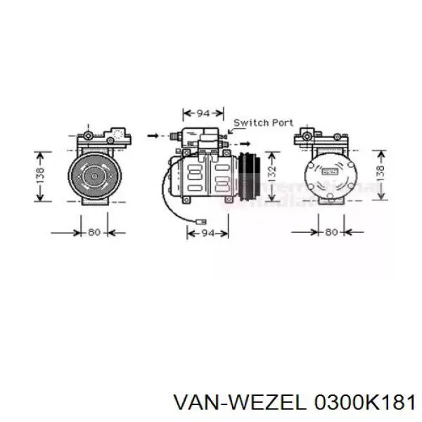 Компрессор кондиционера 0300K181 VAN Wezel