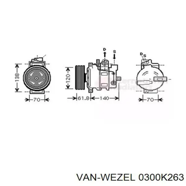 Компрессор кондиционера 0300K263 VAN Wezel