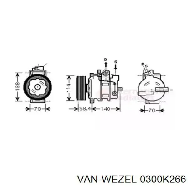 Компрессор кондиционера 0300K266 VAN Wezel