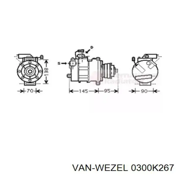 Компрессор кондиционера 0300K267 VAN Wezel