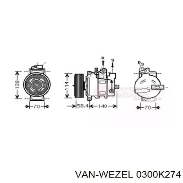 Компрессор кондиционера 0300K274 VAN Wezel