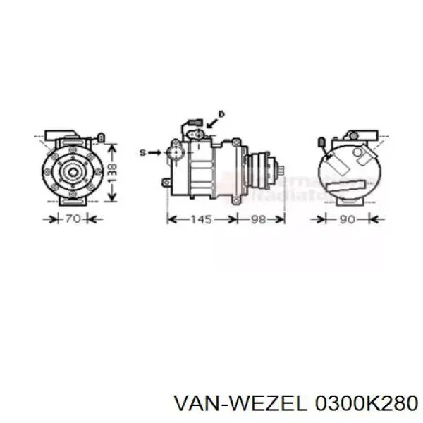 Компрессор кондиционера 0300K280 VAN Wezel