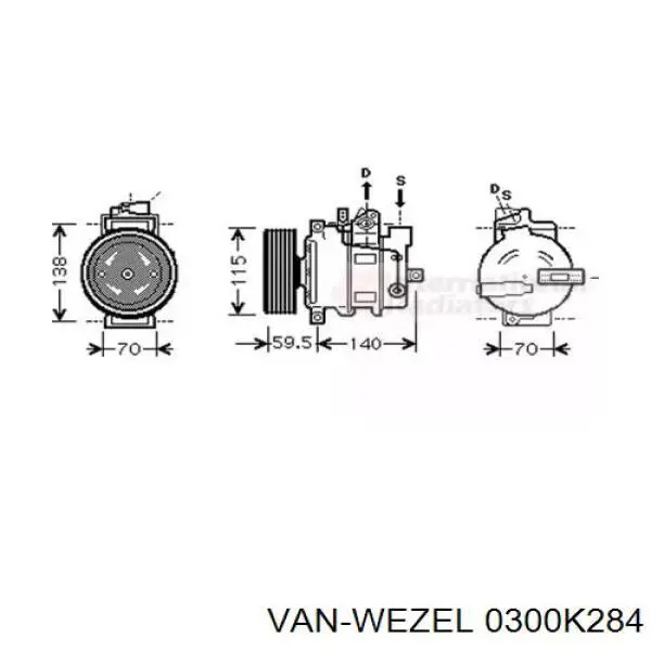 Компрессор кондиционера 0300K284 VAN Wezel